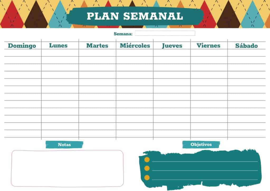 planificador semanal para imprimir